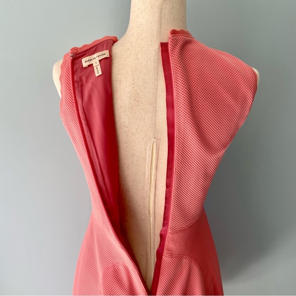 🔻LAST CHANCE🔻 REBECCA TAYLOR Textured Knit Fit and Flare Dress Pink Grapefruit - Picture 5 of 11
